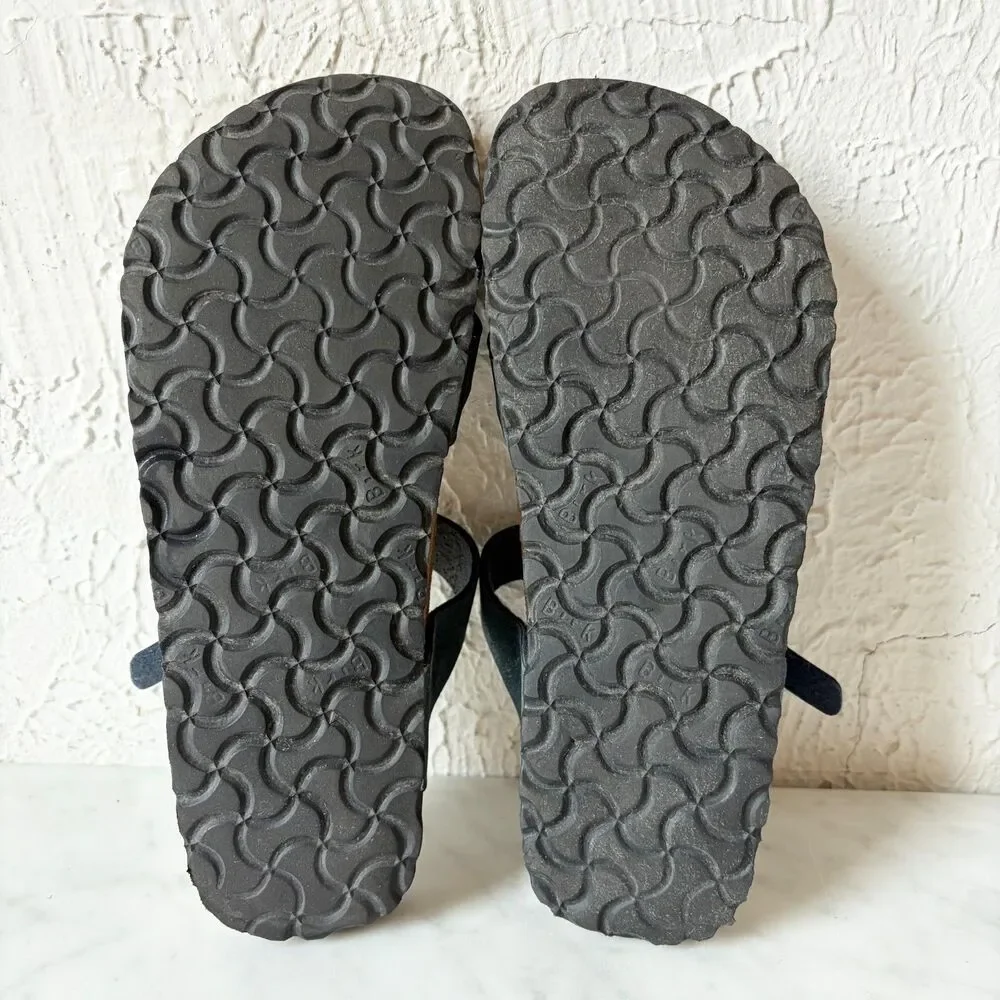 Birki's Birkenstock Lennox Sandals 40 L9 M7 Dark Blue Leather Toe Loop Germany